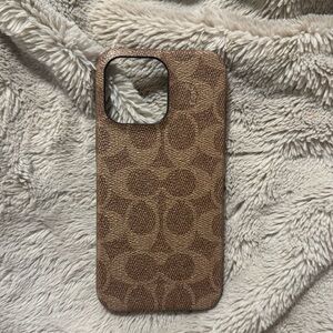 Coach Tan Leather iPhone 15 Pro Max case